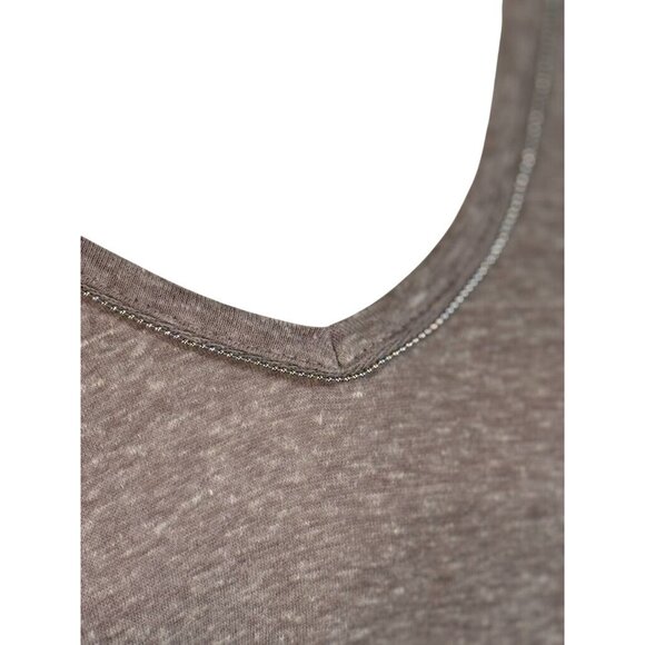 Democracy Brown Heathered V-Neck Short Sleeve Top Womens Size L Polyester/Rayon - Picture 2 of 7